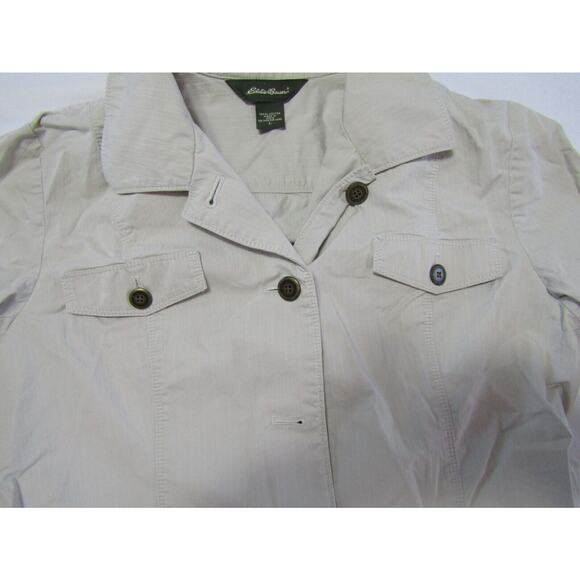 Eddie Bauer Brown Cargo Jacket Women's size L Minimalist Safari Neutral Coastal - Picture 4 of 8